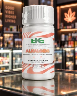 BKC Kratom Alkaloids - 25mg Georgia Peach Chewable Tablets (25 Count Bottle)